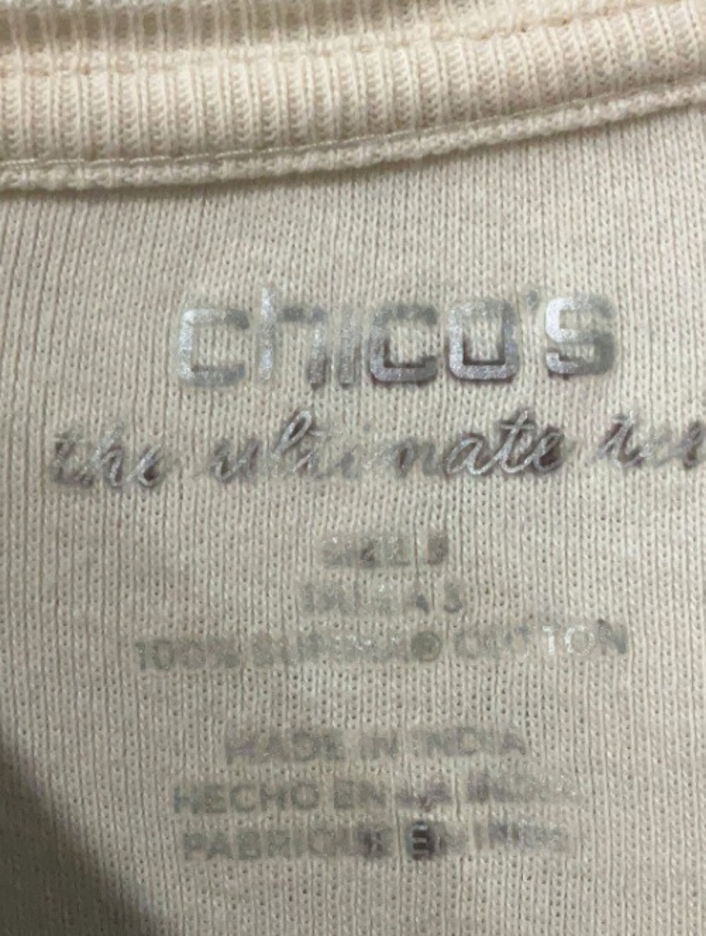 Chico's Sleeveless Pullover Ivory Top Sz 3 EUC - Picture 5 of 6